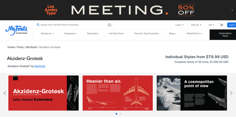 Akzidenz-Grotesk font specimen from official website