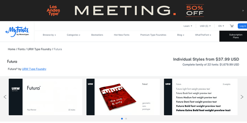 Futura font specimen from official website