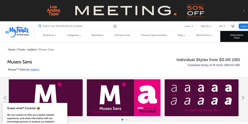 Museo Sans font specimen from official website