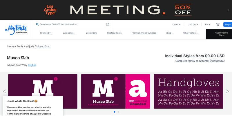 Museo Slab font specimen from official website