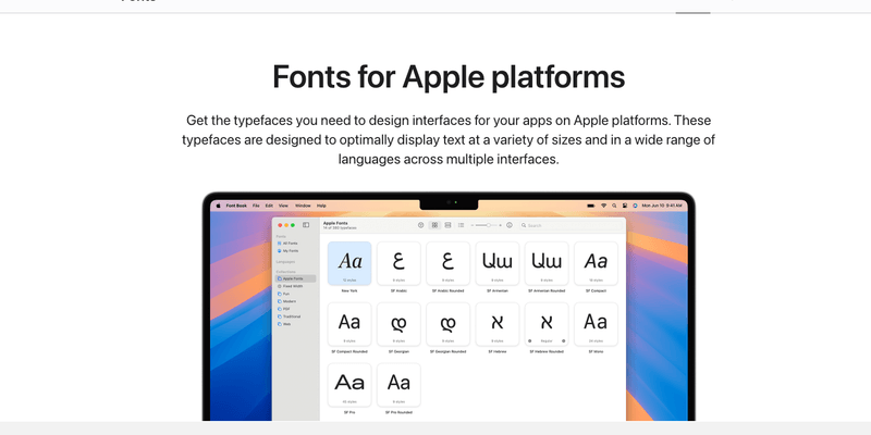 SF Mono font specimen from official website