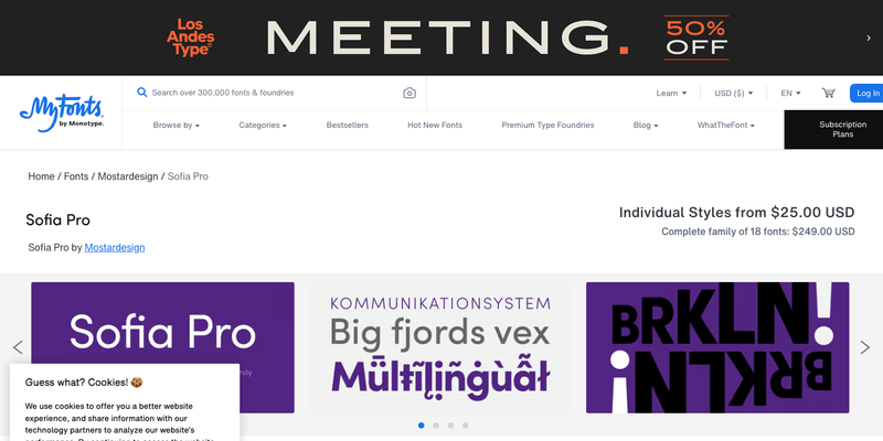 Sofia Pro font specimen from official website